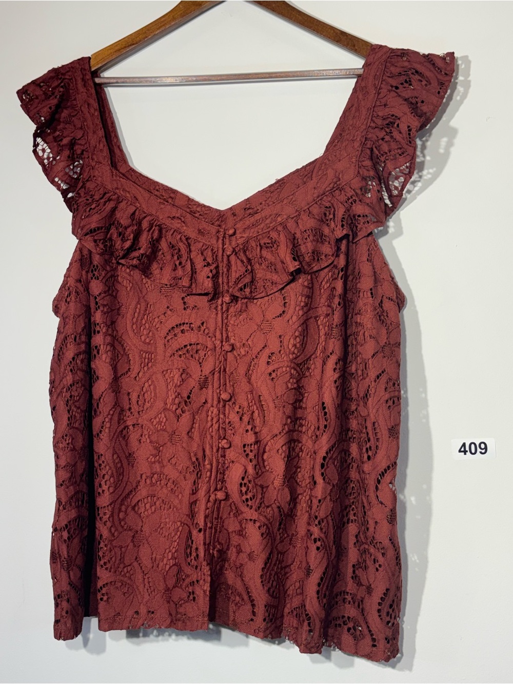 torrid Lace Ruffle top - Deep Wine Size 2 - Picture 2 of 7
